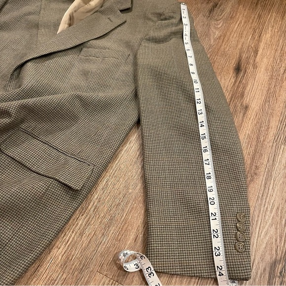 Brooks Brothers 346 Men's 42R Silk Wool Houndstooth Beige Suit Jacket Blazer - Picture 9 of 12